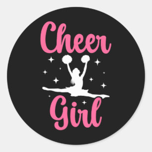 Sticker Rond Pom-Pom Girl Menant Les Cheerleaders _1