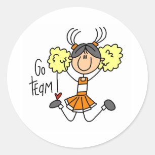 Sticker Rond Pom-pom girl orange