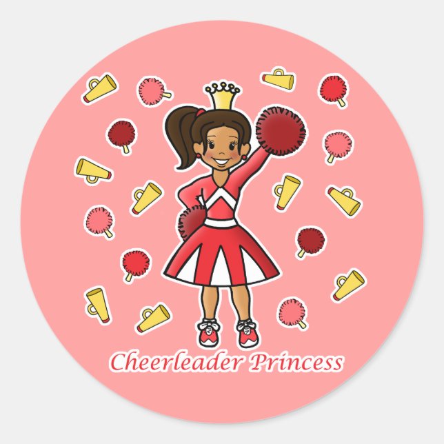 Sticker Rond Pom-pom girl princesse (Devant)