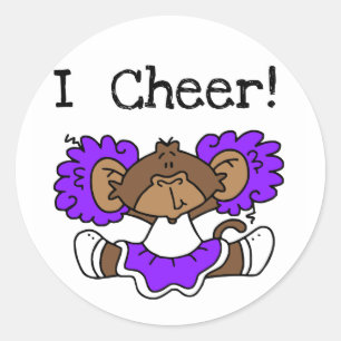 Sticker Rond Pom-pom girl singe violet blanc