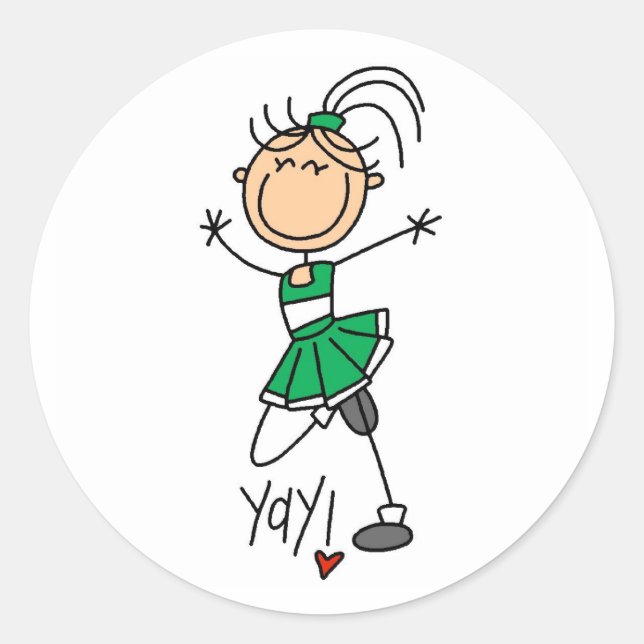 Sticker Rond Pom-pom girl verte (Devant)