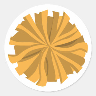 Sticker Rond Pom Pom Pom-pom girl Jaune