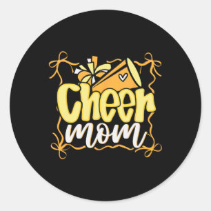 Sticker Rond Pom-Poms à nœud Coquette Jaune Maman de pom-pom gi