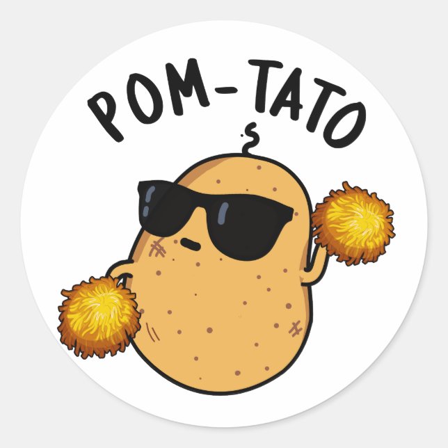 Sticker Rond Pom-tato Funny Pun de pomme de terre (Devant)