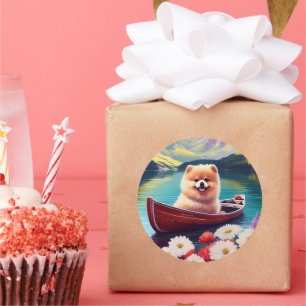 Sticker Rond Poméranien à la pagaie : une aventure Pittoresque