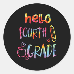Sticker Rond Pomme Bonjour quatrième année 4ème premier jour d'