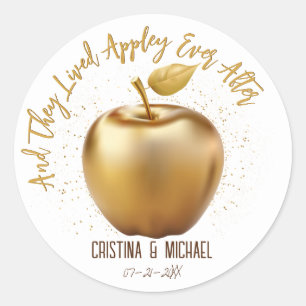 Sticker Rond Pomme Caramelisée de Mariage Félicité Éternelle