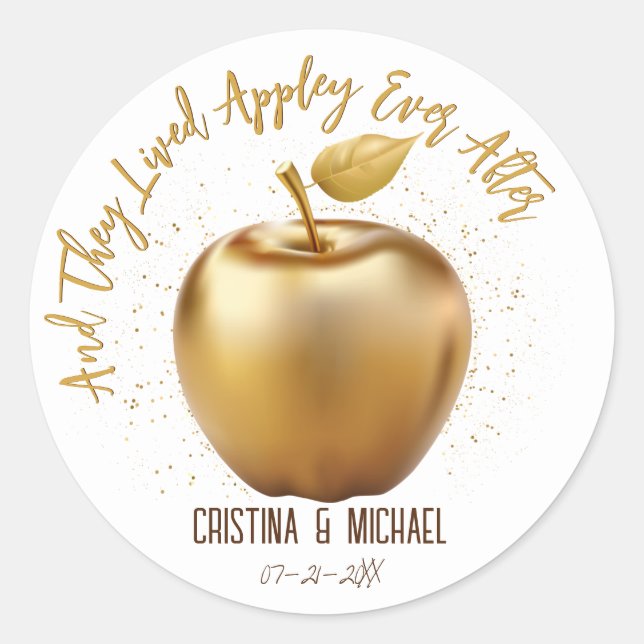 Sticker Rond Pomme Caramelisée de Mariage Félicité Éternelle (Devant)
