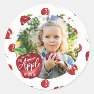 Sticker Rond Pomme de nos yeux, Fille de fête d'anniversaire, 