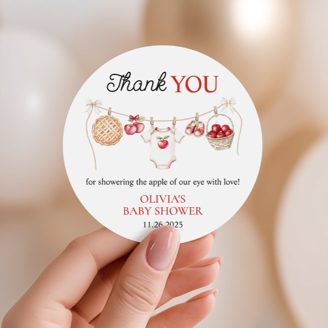 Sticker Rond Pomme de notre Baby shower de récolte d'orchidées (Créateur téléchargé)