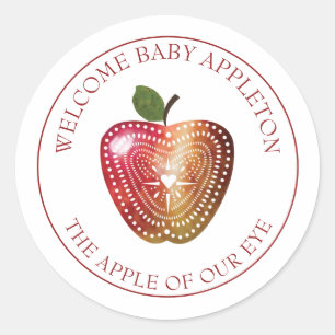 Sticker Rond Pomme de notre Baby shower oculaire