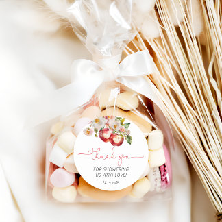 Sticker Rond Pomme de notre Merci de Baby shower oeil