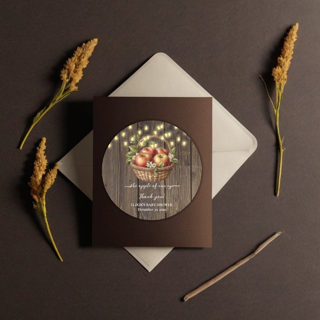 Sticker Rond Pomme de notre oeil chute Baby shower de bois flor (Créateur téléchargé)