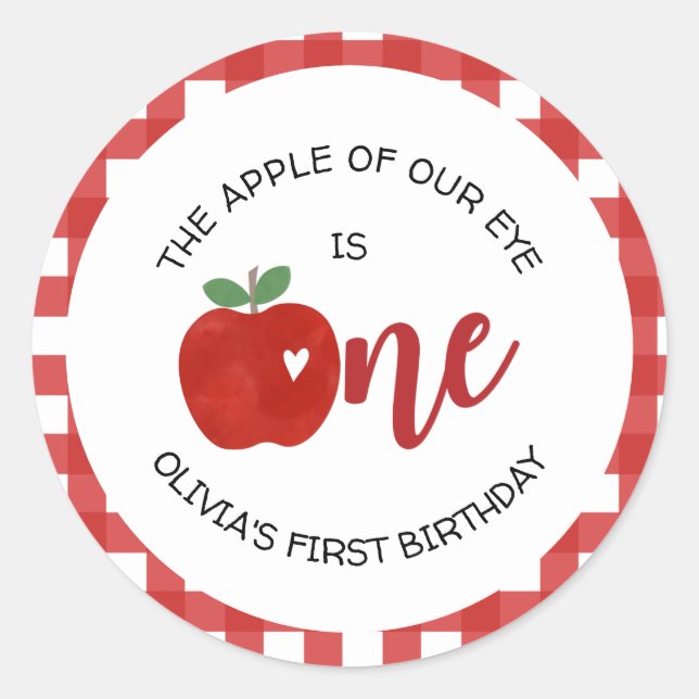 Sticker Rond Pomme de notre œil d'anniversaire (Devant)