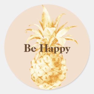 Sticker Rond Pomme de Pêche Jaune Ananas Confetti