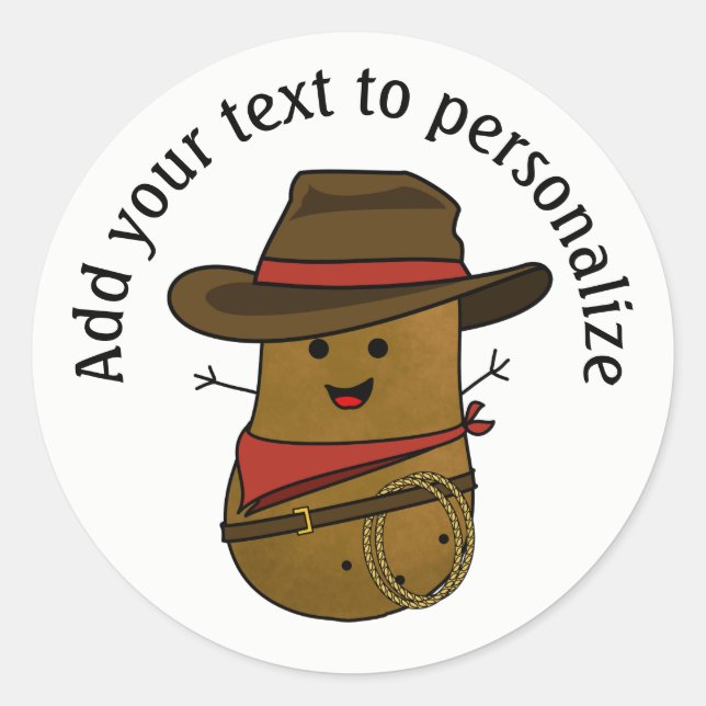 Sticker Rond Pomme de terre Cowboy personnalisée (Devant)