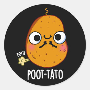 Sticker Rond Pomme de terre drôle Farting Potato Pun de pomme d