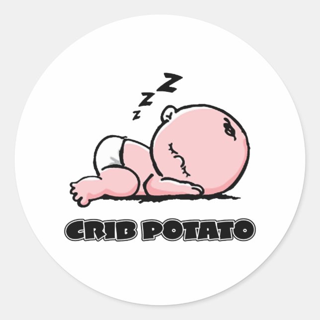 Sticker Rond Pomme de terre - Petit bébé dormant (Devant)