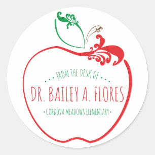 Sticker Rond pomme fleurie du bureau des enseignants