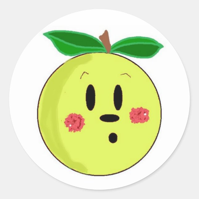 Sticker Rond Pomme Golden Delicious visage (Devant)