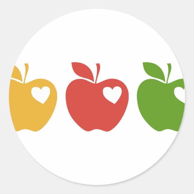 Sticker Rond Pomme jaune rouge verte (Devant)