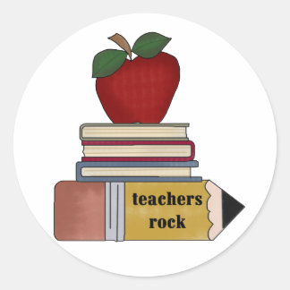 Sticker Rond Pomme, Livres, Crayon Enseignants Rock