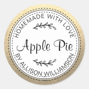 Sticker Rond Pomme maison rustique à tarte Or