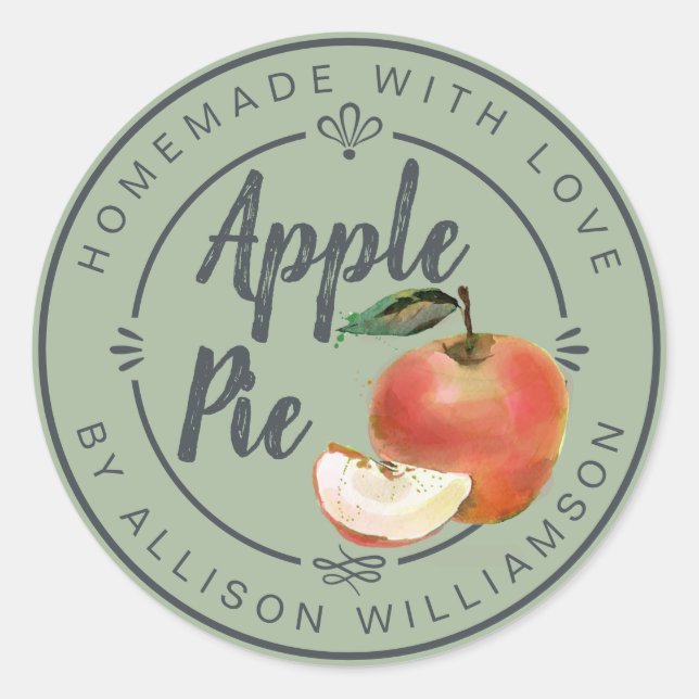 Sticker Rond Pomme maison rustique pâté vert (Devant)
