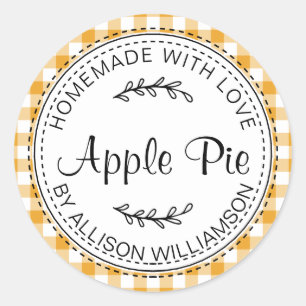 Sticker Rond Pomme maison rustique Pie Mellow Yellow Check