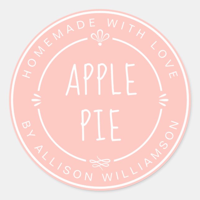 Sticker Rond Pomme maison rustique Pie Pastel Rose (Devant)
