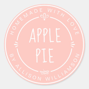 Sticker Rond Pomme maison rustique Pie Pastel Rose