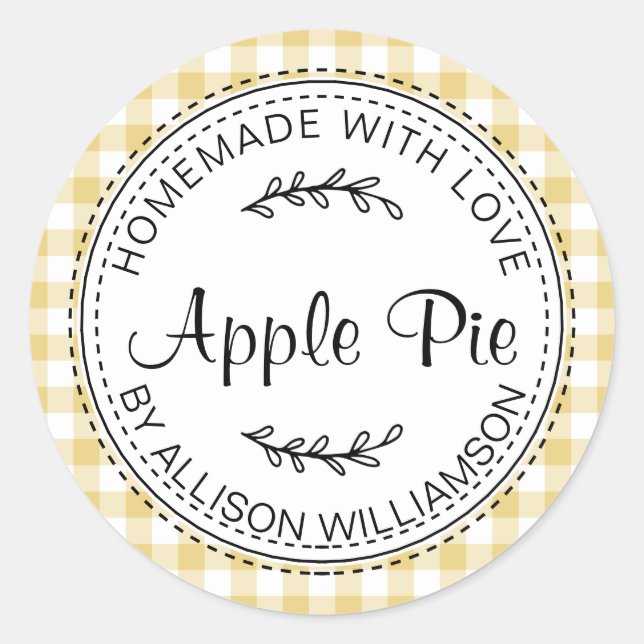 Sticker Rond Pomme maison rustique tarte jaune chèque (Devant)