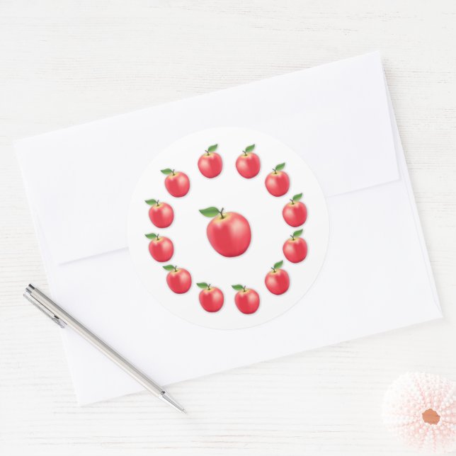 Sticker Rond Pomme rose (Enveloppe)