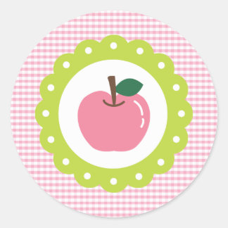 Sticker Rond Pomme rose fille