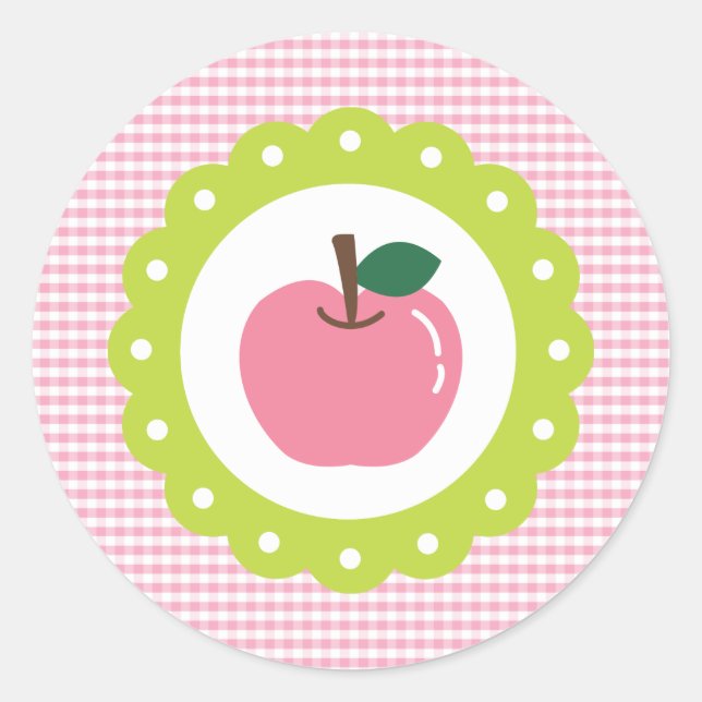 Sticker Rond Pomme rose fille (Devant)