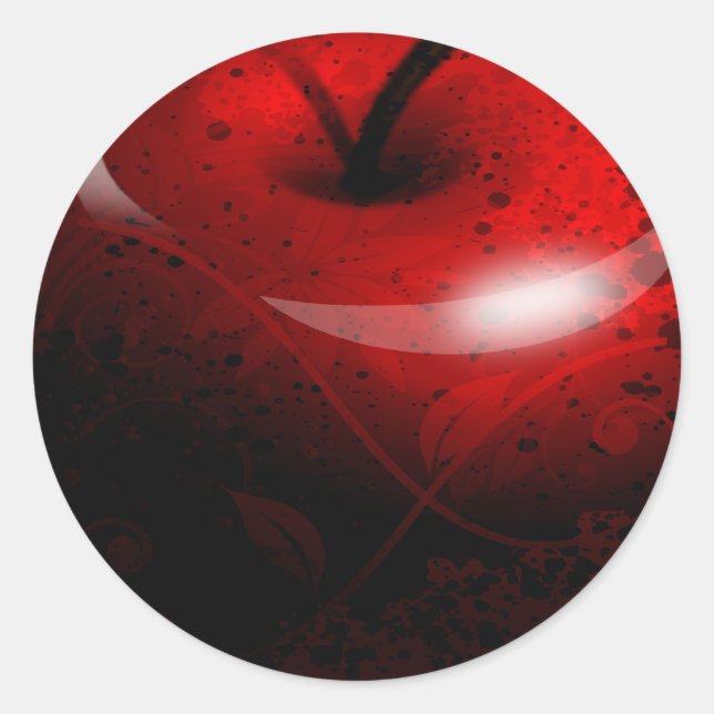 Sticker Rond Pomme rouge brillante - Fruits interdits (Devant)