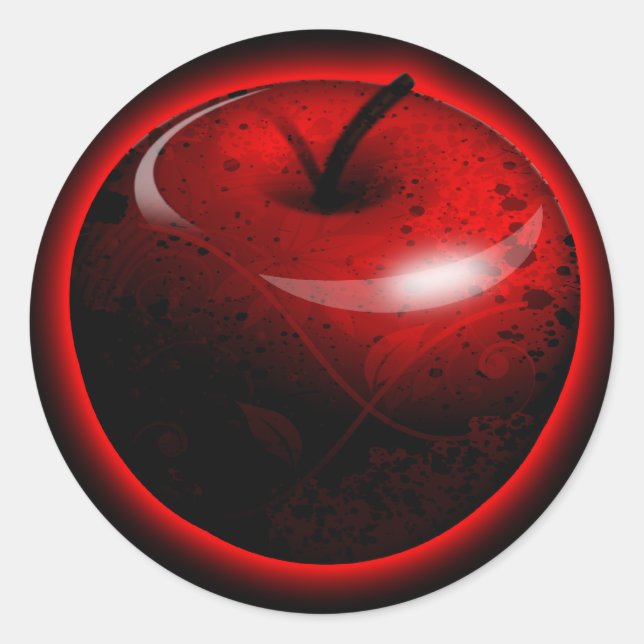 Sticker Rond Pomme rouge brillante - Fruits interdits (Devant)