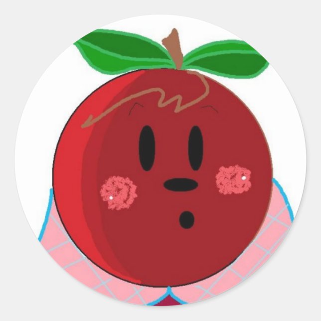 Sticker Rond Pomme Visage Fille (Devant)