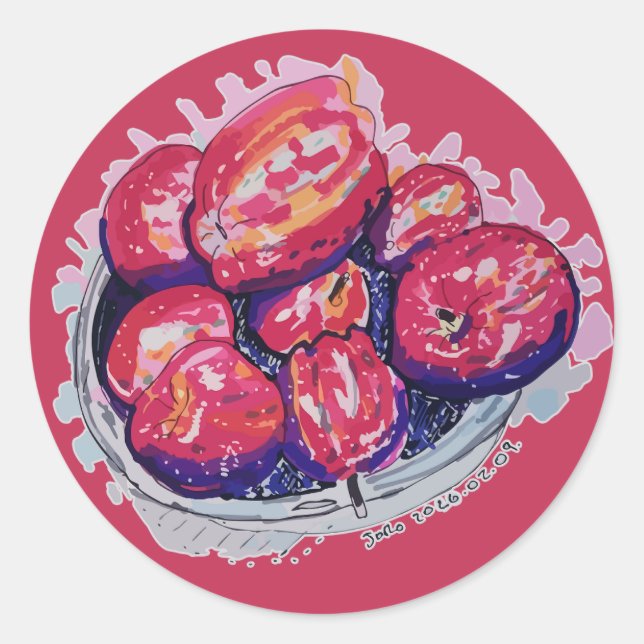 Sticker Rond Pommes Abstraites (Devant)