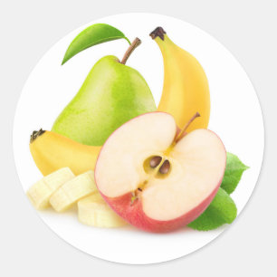 Sticker Rond Pommes, bananes et poires