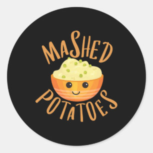 Sticker Rond Pommes De Terre Machées Et Halloween Gravé Meilleu