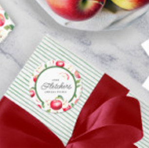 Sticker Rond Pommes rouges Botanique Personnalisé