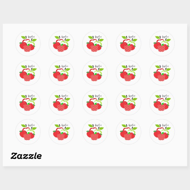 Sticker Rond Pommes rouges et vertes (Feuille)