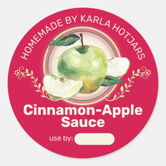 Sticker Rond Pommes vertes applesaudissements pie fruits en con (Devant)