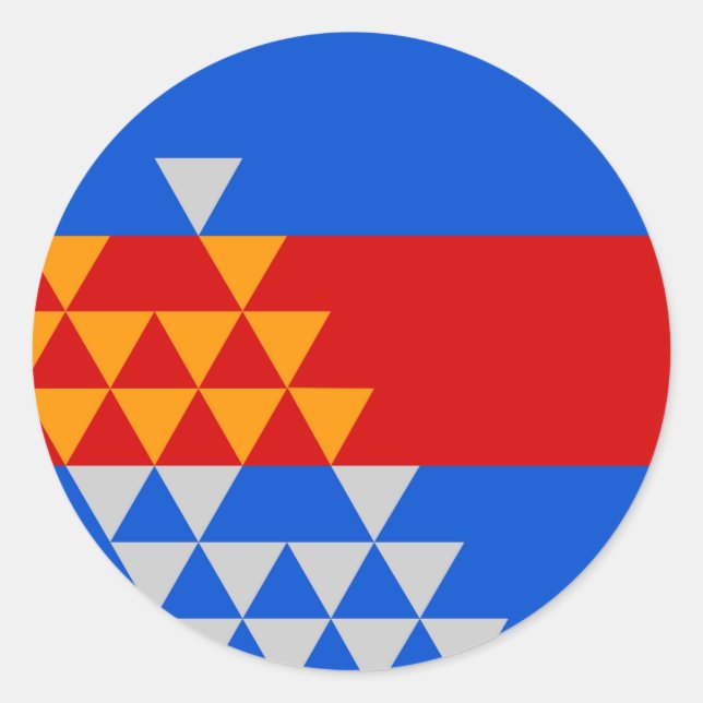 Sticker Rond Pomo Indice Drapeau symbole ethnique Amérique indi (Devant)