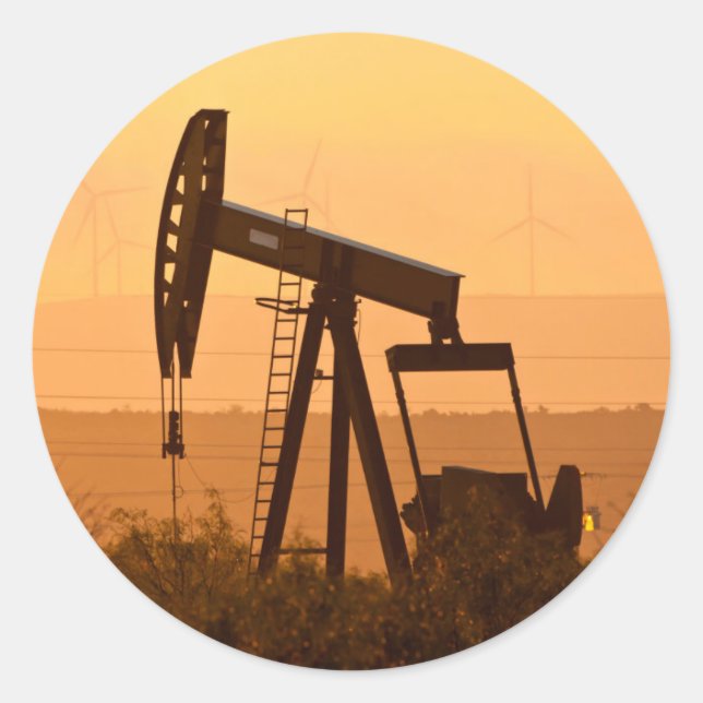 Sticker Rond Pompe à huile à West Texas, États-Unis (Devant)