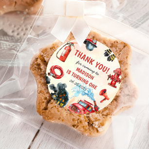 Sticker Rond Pompier Camion 1er fête d'anniversaire