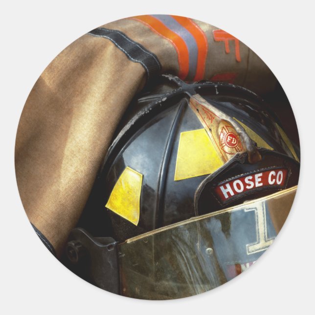 Sticker Rond Pompier - Compagnie de tuyau un (Devant)