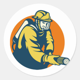 Sticker Rond pompier lutte contre les incendies rétro