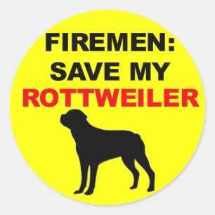 Sticker Rond Pompier Sauver Mon Rottweiler